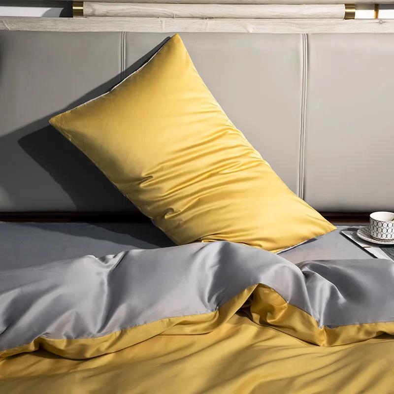 100% Cotton Solid Color Colorblock Pillow Cover High Density Silky Double Bedroom Bed Pillowcase