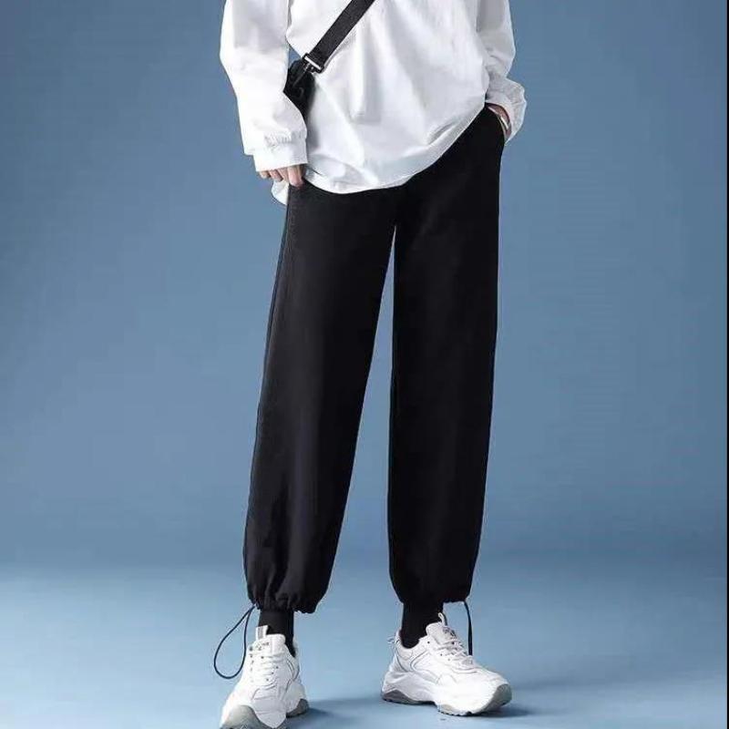 Women's Spring and Summer Lace-up Lantern Pants Korean Version of Loose and Thin All-match Casual High-waist Straight Wide-leg Pants