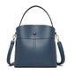 Real Cowhide Women Bucket Bag Casual Female Handbag Portable Multi-Layer Large Capacity Soft Surface 5 Colors