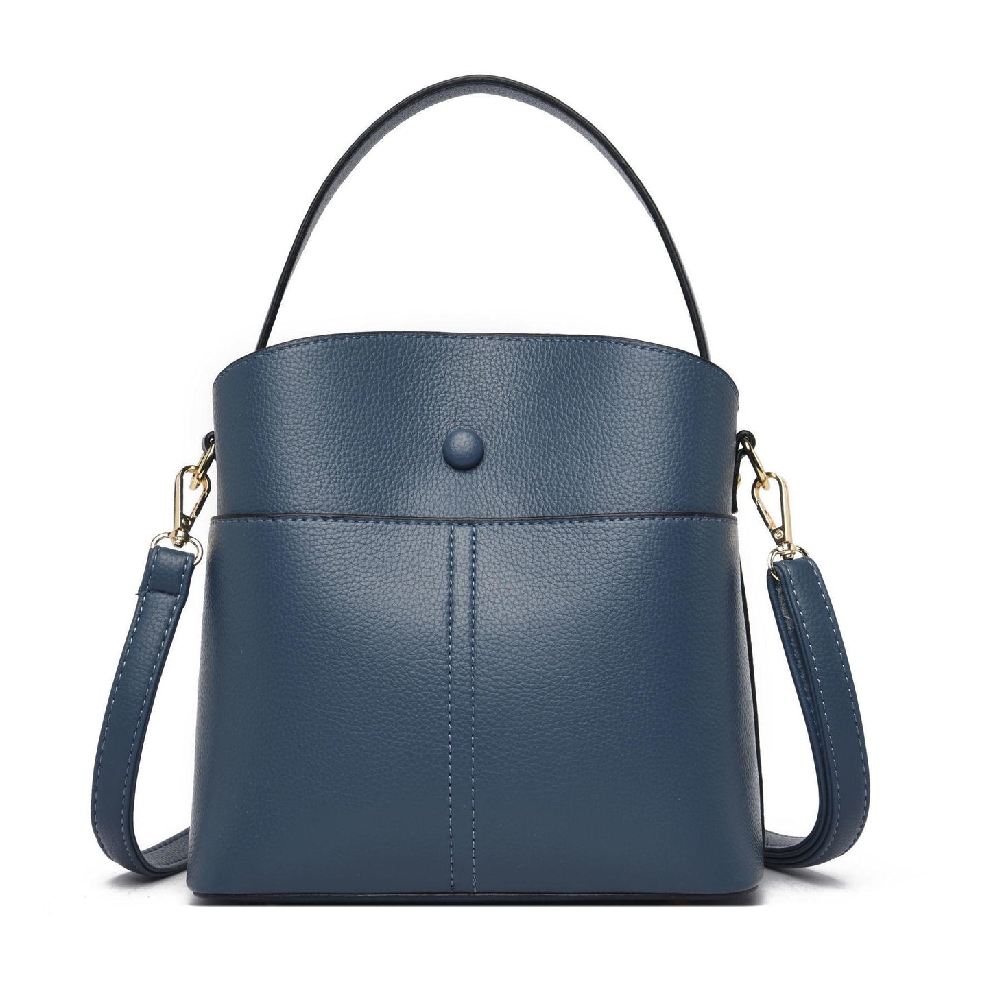 Real Cowhide Women Bucket Bag Casual Female Handbag Portable Multi-Layer Large Capacity Soft Surface 5 Colors
