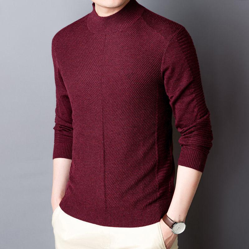 Men's Long-sleeved Knitted Sweater Plus Size Autumn and Winter Warm and Cold Round Neck Bottoming Sweater