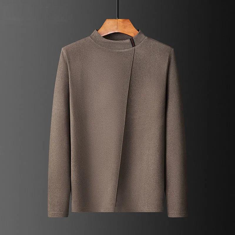 Winter Double-sided Velvet Korean Version of The Trend of Men's Half-high Collar Mid-neck T-shirt Men's Solid Color Warm Bottoming Shirt