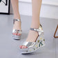 Wedge Sandals Women's Summer Casual Style Rhinestone Rivet Platform Platform Shoes  High Heel Roman Shoes