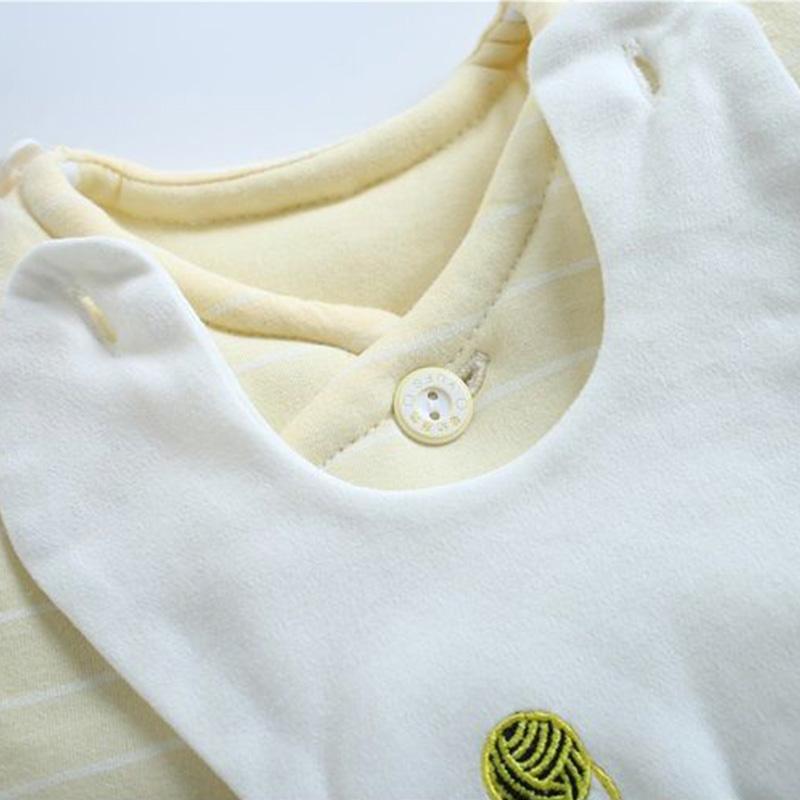 Newborn Baby Cotton Clothes Three-piece Suit Thick Autumn and Winter Pure Cotton Baby Bib with Foot Warm Children's Cotton Clothes