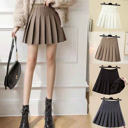 Pleated Skirt Women's Summer College Style High Waist A-line Skirt All-match Short Black Skirt