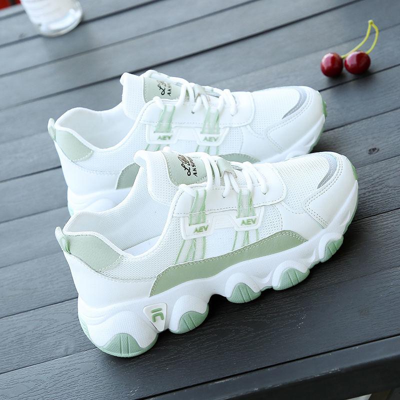 Spring Women's Shoes Sports Shoes Breathable Comfortable Non-slip Lightweight Korean Version  The White Shoes Female Students' Running Shoes