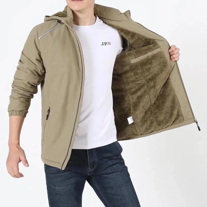 Winter Plush Padded Padded Jacket Men's Multi-pocket Tooling Jacket Mid-length Plus Size Jacket Men's Outdoor Padded Jacket