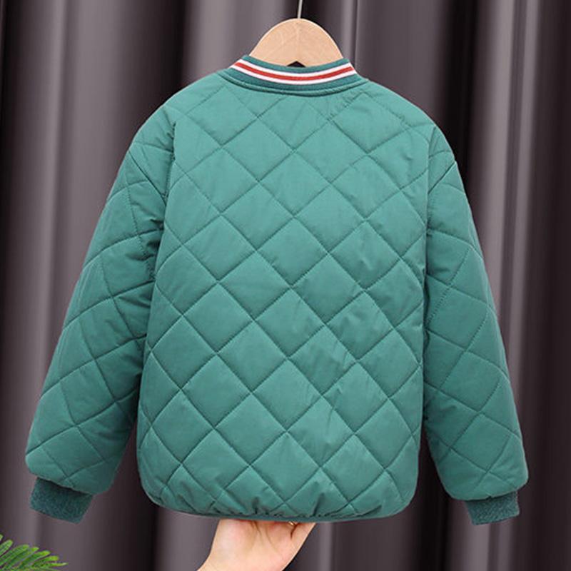Children's Down Jacket Boys and Girls Cotton-padded Jacket Liner Plus Velvet Thick Winter Solid Color Warm Jacket Cotton Jacket