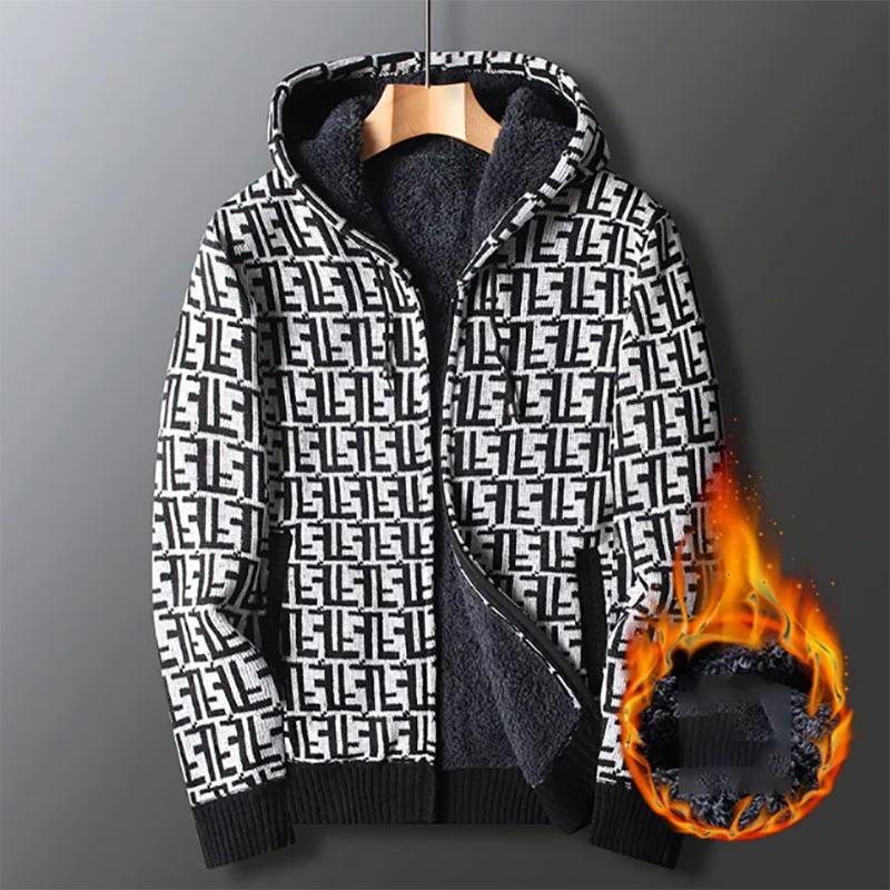 Autumn and Winter Men's Sweater Cardigan Zipper Sweatshirts Loose Knit Sweater Warm Sweater