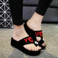 Love Sandals and Slippers Women's Rhinestone Sponge Cake Thick-soled High-heeled Flip-flops Casual Beach Sandals Cute Sexy Sandals