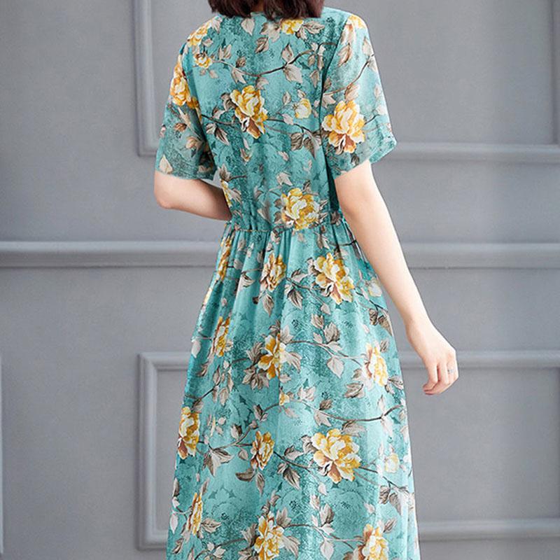 Women's Summer Dress Print Round Neck Skirt Women's Plus Size Midi Skirt