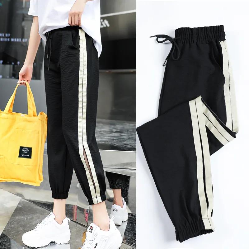 Thin Korean Style Summer Ice Silk Cotton Linen Sweatpants Women Women's Loose Nine-point Bloomers Harem Pants Casual Pants