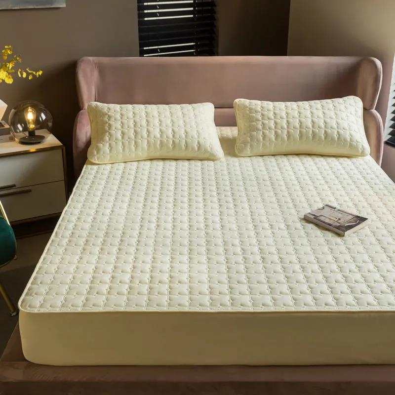 Cotton Bed Sheet One-piece Bedspread Quilted Mattress Protection Cover Non-slip Fixed All-inclusive Dust Cover Cover