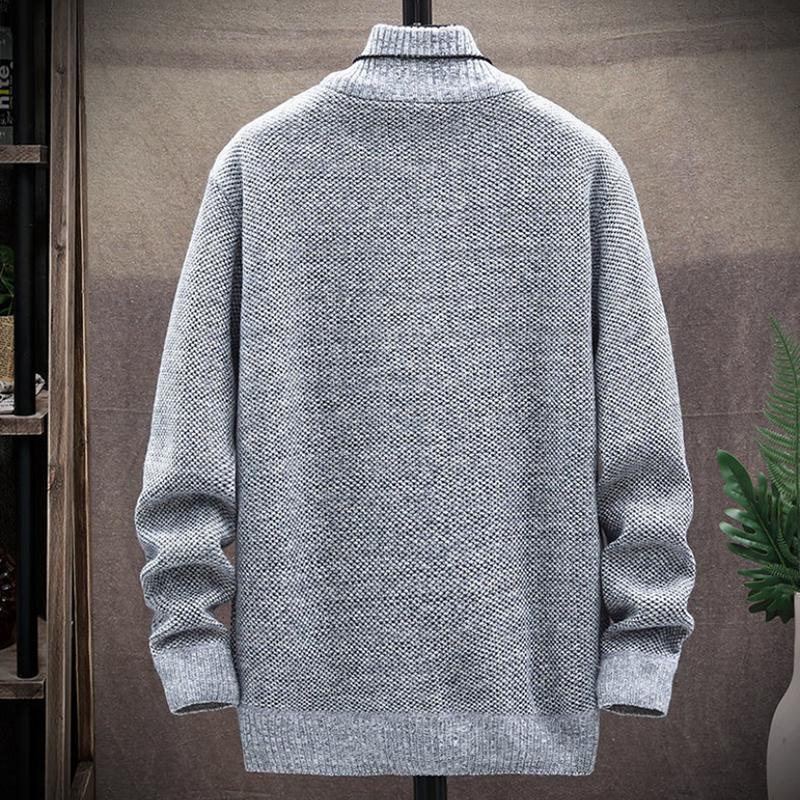Men's Long-sleeved Turtleneck Sweater Solid Color Fashion Plus Velvet To Keep Warm Sweatshirts Autumn and Winter