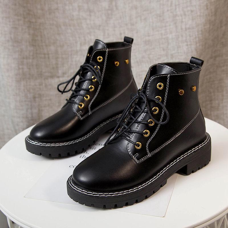 Spring and Summer British Style Martin Boots Female Students Korean Version of All-match Female Flat Short Boots Bare Boots Single Boots
