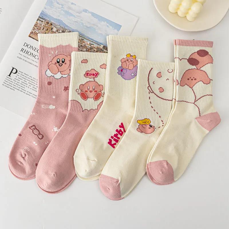 Three Pairs of Women's Socks Fashion Print Cartoon Pattern Socks Winter Thick Warm Pile Pile Socks