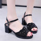Women's Medium Heel Summer Thick Heel Sandals Non-slip Wear-resistant Sandals Outdoor