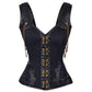 Gothic Retro Corset Steampunk Jacquard Shoulder Corsets Tops Women Straps Tank Slim Corselet Bustier