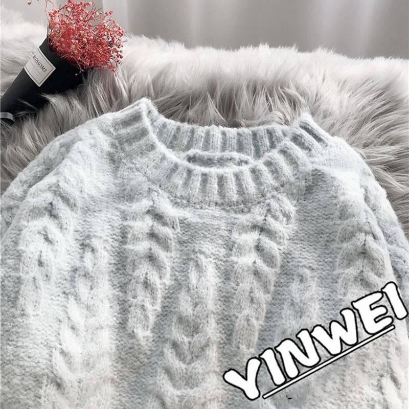 Winter thick thick sweater women's head loose twist long-sleeved shirt outside wearing a sweater