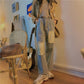 Retro High Waist All-match Loose Straight Pants Autumn and Winter Personality Ripped Beggar Patch Jeans