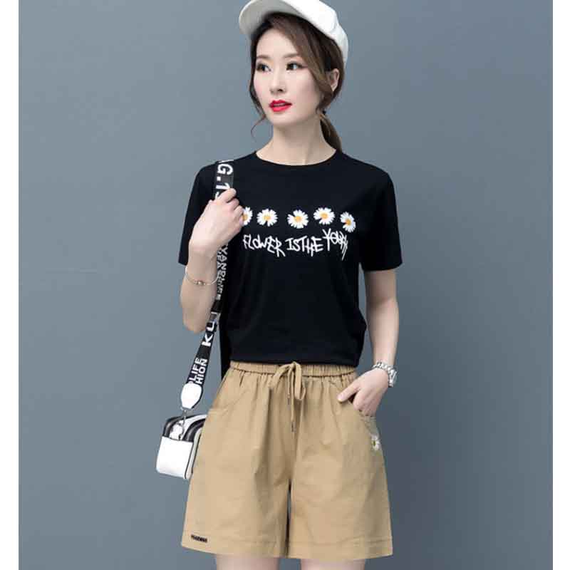 Cotton Shorts Women's Summer Thin Small Daisy Loose Casual High Waist Sports Shorts