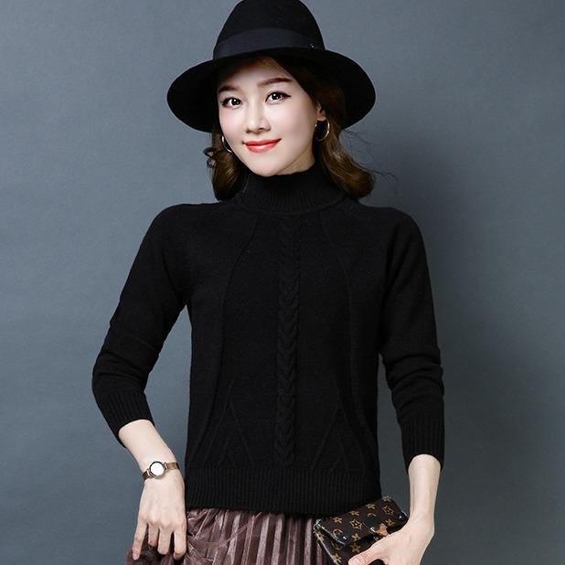 Multi-color Women Skin-friendly Sweater Twist Solid Color Turtleneck Bottoming Knitwear Top