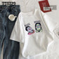 WTEMPO Short-sleeved Female Loose Korean Wild Half Sleeves Retro Hong Kong-flavored Girlfrie