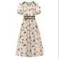 Large Size Women's Dresses Summer Fashion Temperament Waist-covered BellyThin Floral Dress
