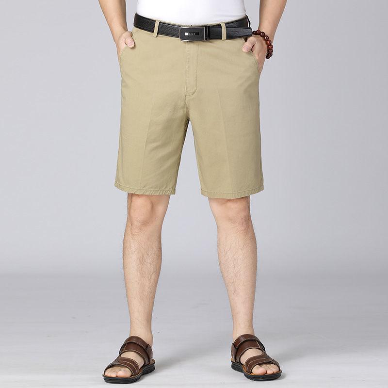 Summer Men's Shorts Pure Cotton Straight Loose Loose Deep Grade Casual Five-point Pants High Waist Plus Size Shorts