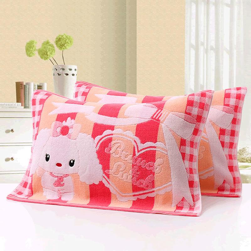 Four Seasons Adult Cotton Cartoon Pillow Towel Pair Pack Increase Thicker Soft Comfortable Couple Terry Absorbent Pillow Towel