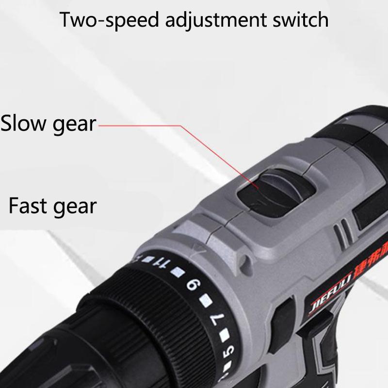 36V Industrial Impact Drill Set Cordless Electric Drill Screwdriver Rechargeable Motor for Construction and Woodworking