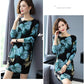 Floral Print  Knit Dress Women Long Sweaters Casual Long Sleeve Loose Pullover Soft Jumper Autumn Winter Knitted Sweaters Dress