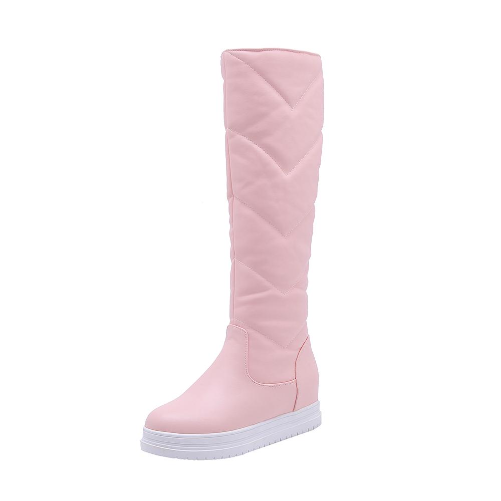 Women Boots Thigh High Snow Boots Winter Shoes Knee High Length Platform Chunky Boots Leather Boots with Fur Plus Size 34-43