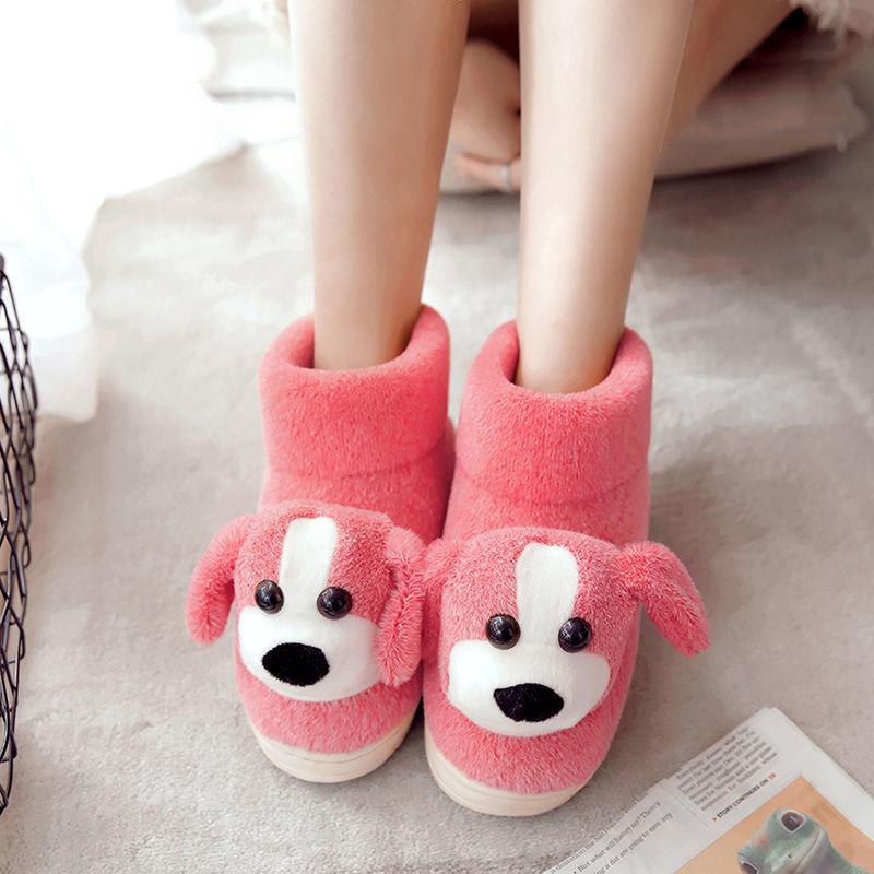 Winter Unisex Cotton Slippers Thick-soled Non-slip Household Couple Slippers Warm Thick Plush Slippers Cartoon Cute Cotton Slippers