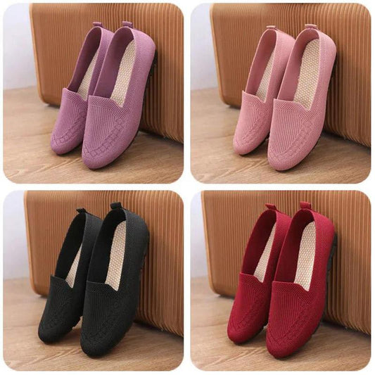Soft-soled Non-slip Single Shoes for The Elderly Breathable Flying Woven Mesh Shoes Casual Versatile Middle-aged and Elderly Shoes