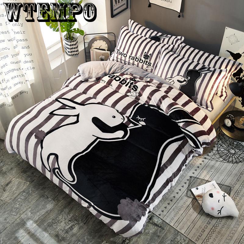 Bedding Sets Thick Warm Falais Four Sets Flannel Crystal Lace Coral Fleece Four-piece