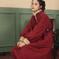 Winter Retro Furry Collar Padded Jacket Jacket Stand-up Collar Waist Padded Jacket Mid-length Red Padded Jacket Women Winter Thickening