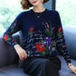 Autumn Women's Thin Printed Sweater Round Neck Pullover Long Sleeve Bottoming Shirt Plus Size Sweater