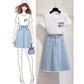 Summer Women Midi Denim Skirt Fashion Casual Tassel A-line Harajuku Female Light Blue Skirt Jeans Elegant Pocket Moda Mujer