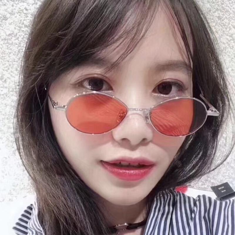 small oval sunglasses women retro red eyewear vintage glasses gold metal frame mirror points vintage