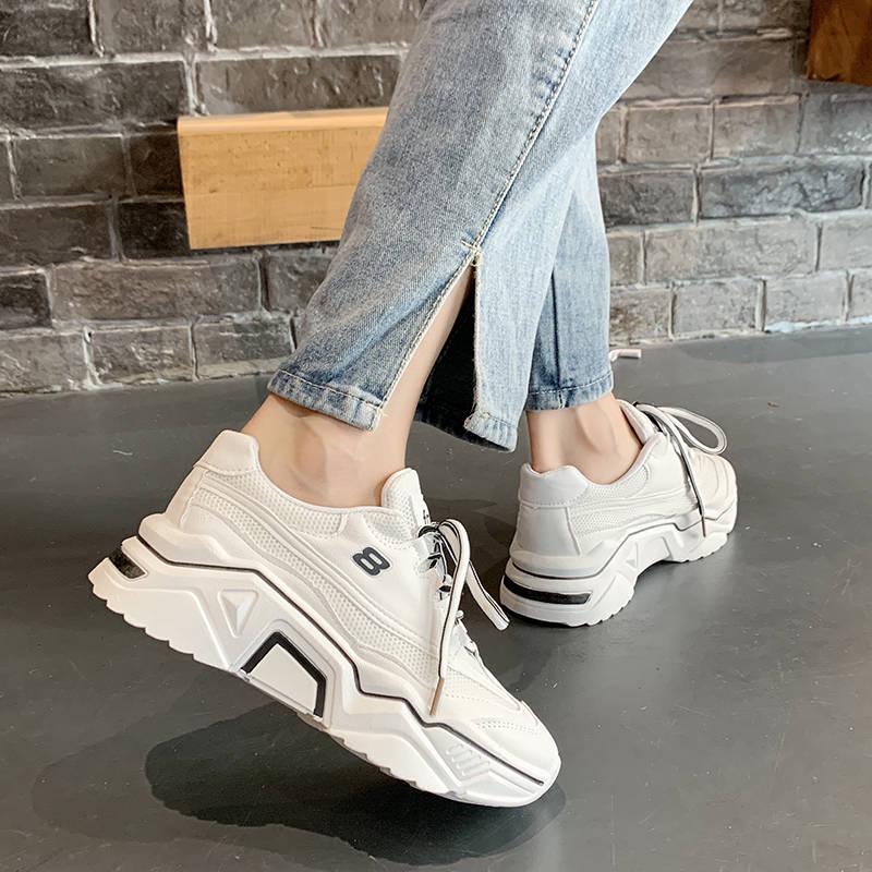 Fashion Women Casual Shoes Leather Platform Shoes Sneakers Ladies White Trainers Chaussure Femme