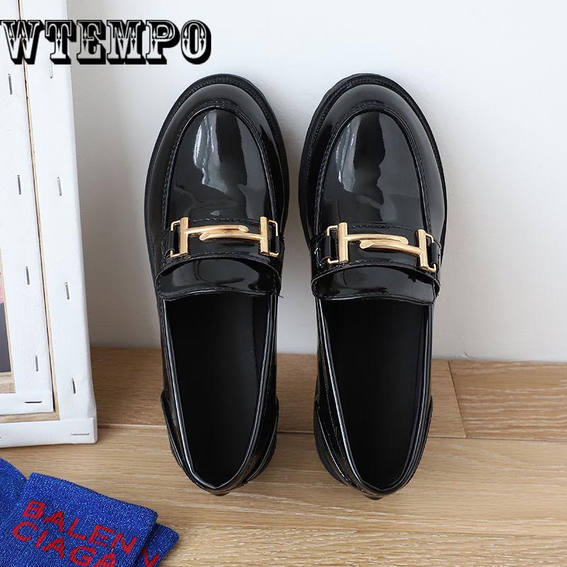Metal Buckle Decoration Oxford Shoes Woman Patent Leather Moccasins Flats Ladies Casual Loafers
