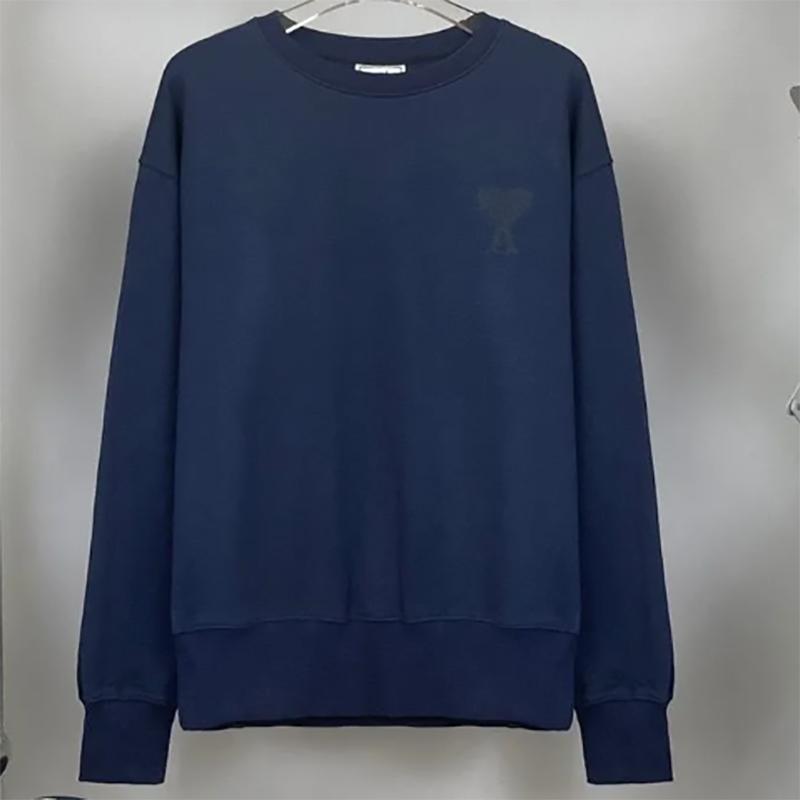 Embroidered Love Solid Color Round Neck Sweater for Men and Women The Same Loose Long-sleeved Pullover Sweatershirts for Lovers