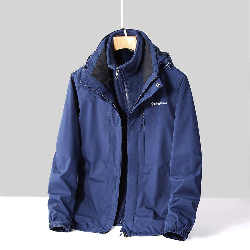 Jacket Men's Three-in-one Thickening Outdoor Sports Windbreaker Jacket Plus Velvet Waterproof Mountaineering Suit