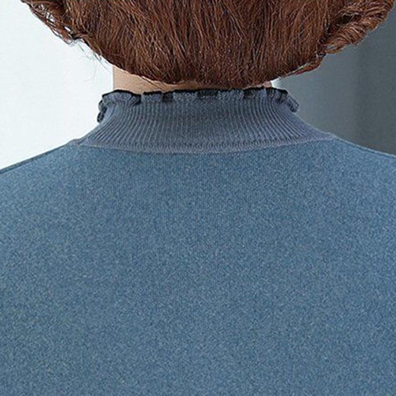 Autumn and Winter Thickened Velvet Sweater Knitted Long-sleeved Bottoming Shirt Middle-aged Pullover Casual Sweater