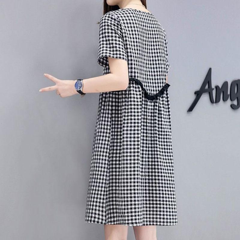 Summer Plus Size Loose Dress Casual Comfortable Dress Ethnic Short Sleeve Dresses Pregnant Women Can Wear
