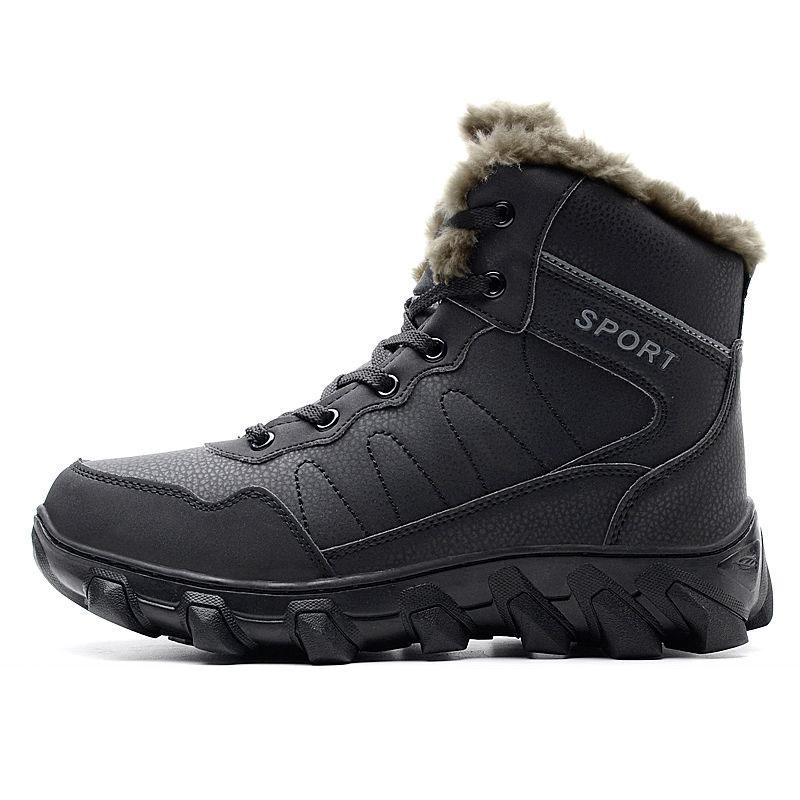 Men  Leather Boots Winter Plus Velvet High-top Boots Waterproof Non-slip Warm Work Boots