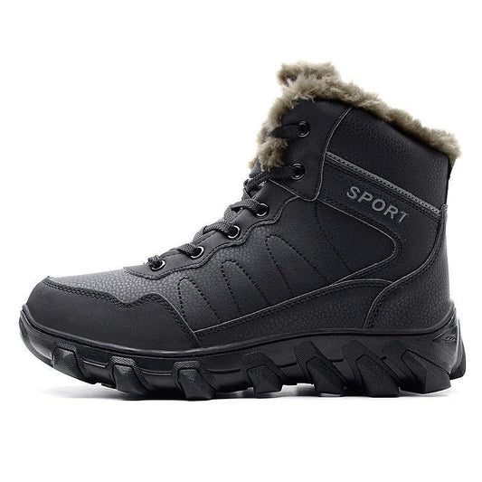 Men  Leather Boots Winter Plus Velvet High-top Boots Waterproof Non-slip Warm Work Boots