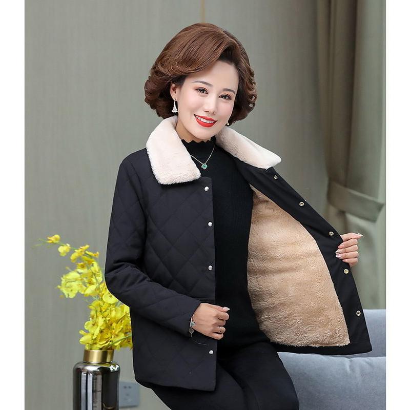 Mom Winter Plus Velvet Cotton-padded Clothes Middle-aged and Elderly Women's Clothing Lightweight Small Padded Jackets