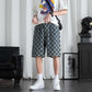 Summer New Men's Denim Five-point Pants Youth Loose Beach Plaid Shorts